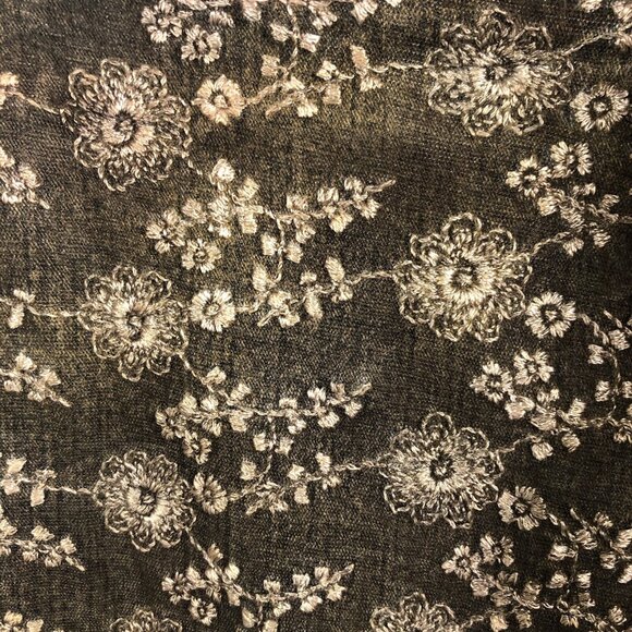 Y2K Vena Jeans Womens 4 Gray All Over Embroidery Boho Retro 70s Artsy - Picture 13 of 16